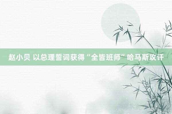赵小贝 以总理誓词获得“全皆班师”哈马斯攻讦