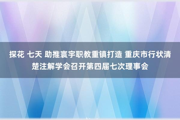 探花 七天 助推寰宇职教重镇打造 重庆市行状清楚注解学会召开第四届七次理事会