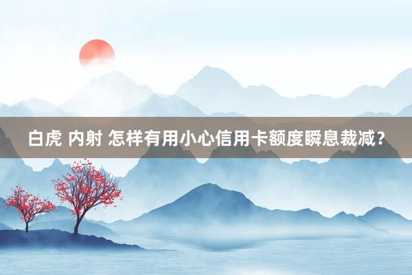 白虎 内射 怎样有用小心信用卡额度瞬息裁减？