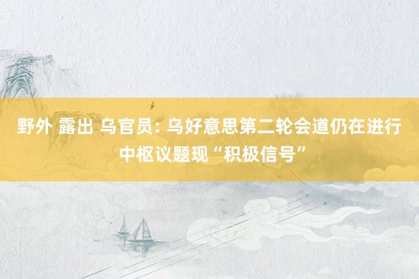 野外 露出 乌官员: 乌好意思第二轮会道仍在进行 中枢议题现“积极信号”